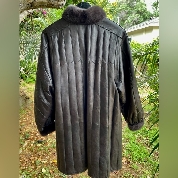 Rocker Reversible Goat Fur & Leather Mink Trim Coat From Germany No Monogram - Picture 6 of 10